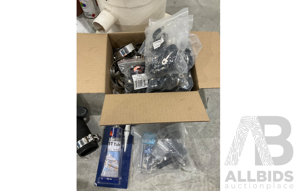 Large Lot of New and Unused Marine Hardware and Stainless Fittings, Exhaust Pipe and Cummins Mufflers