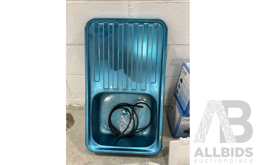 Large Bulk Lot of Marine Plumbing Items Including Water Tank, Shower, Accumulator Tank and Pump