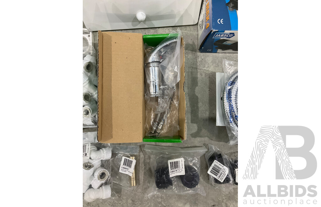 Large Bulk Lot of Marine Plumbing Items Including Water Tank, Shower, Accumulator Tank and Pump