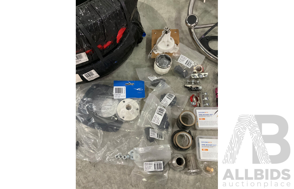 Marine Grade Steering and Rudder Linkages, Helm and 2x Column Sender Units, Rudder Position Gauge and Sender Unit