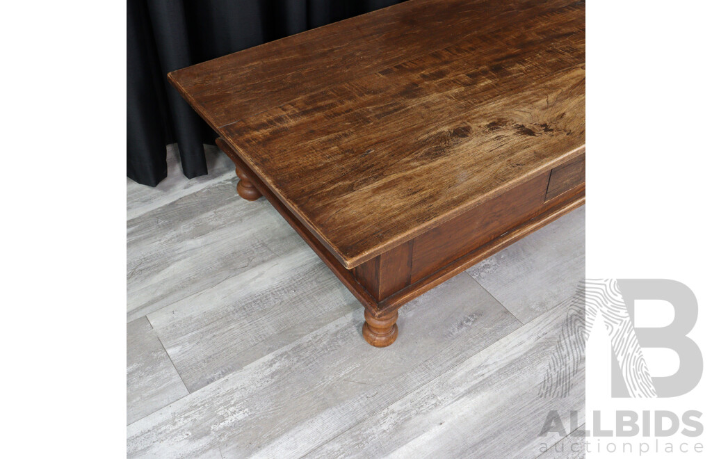 Indonesian Hardwood Coffee Table with Single Drawer