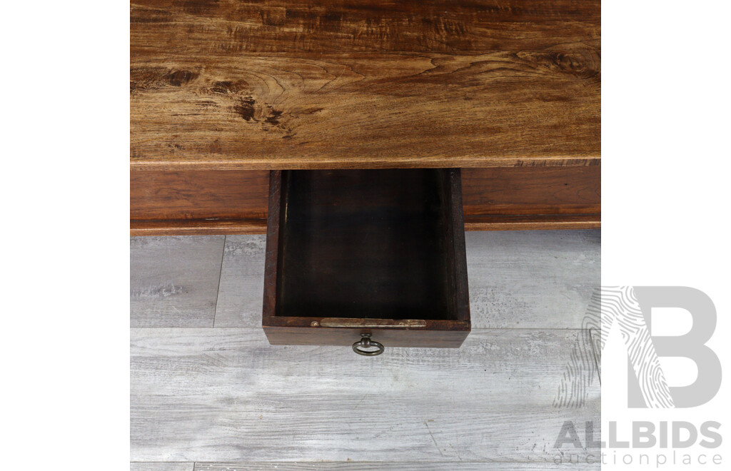 Indonesian Hardwood Coffee Table with Single Drawer