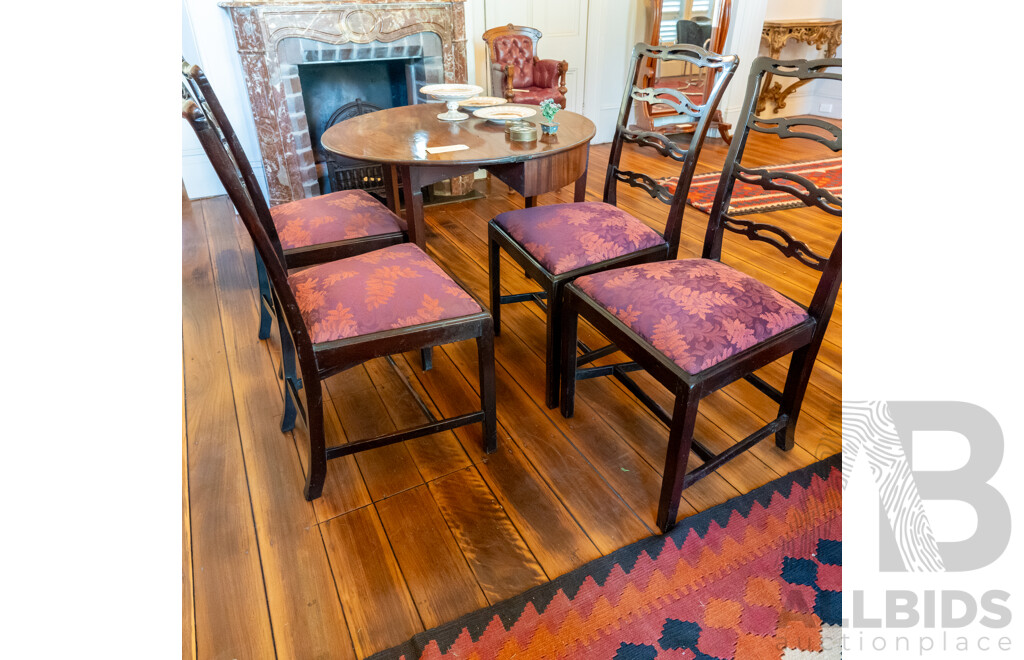 Set of Four Georgian Mahogany Ladder Back Dining Chairs