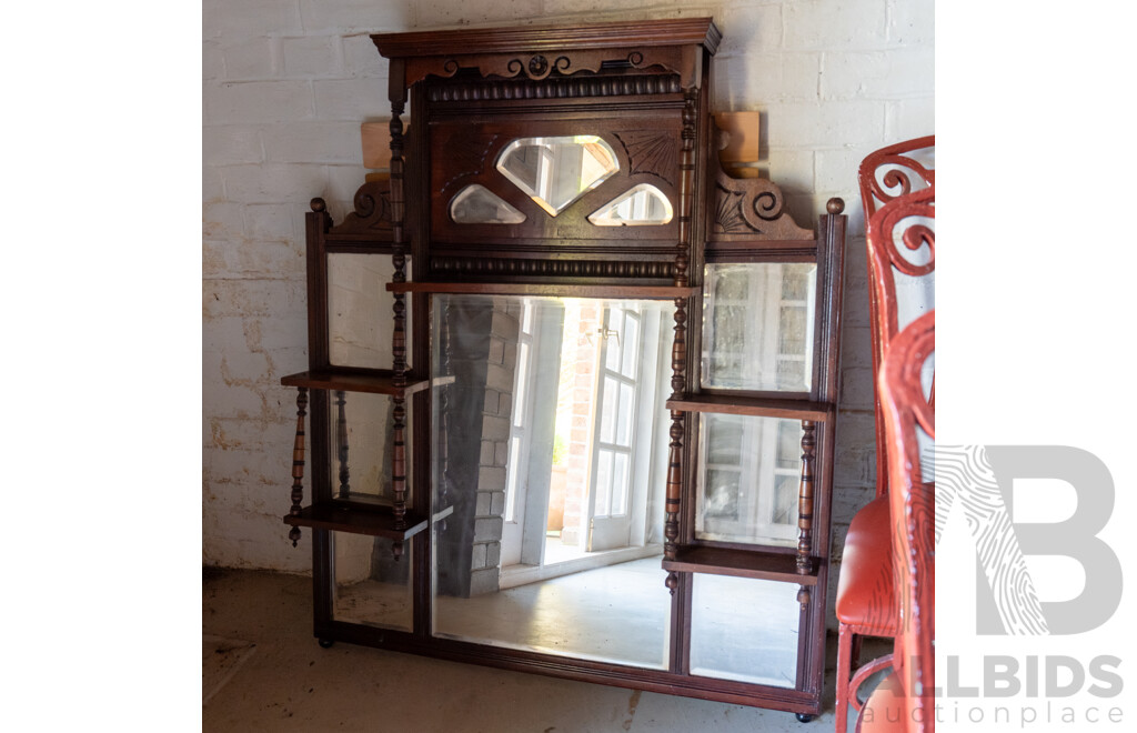 Edwardian Mahogany Over Mantle Mirror