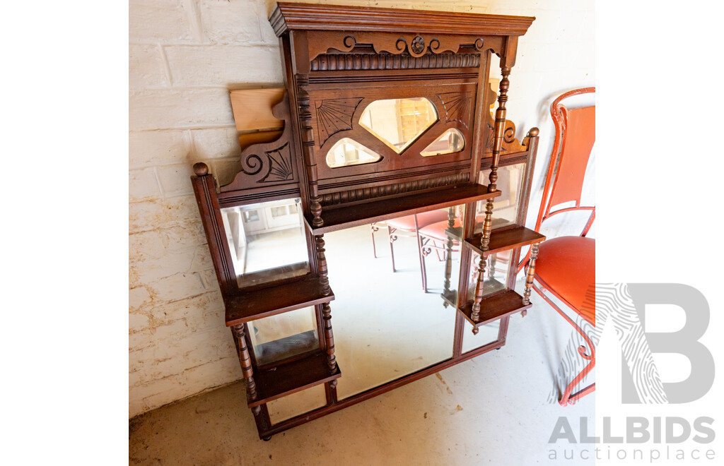 Edwardian Mahogany Over Mantle Mirror