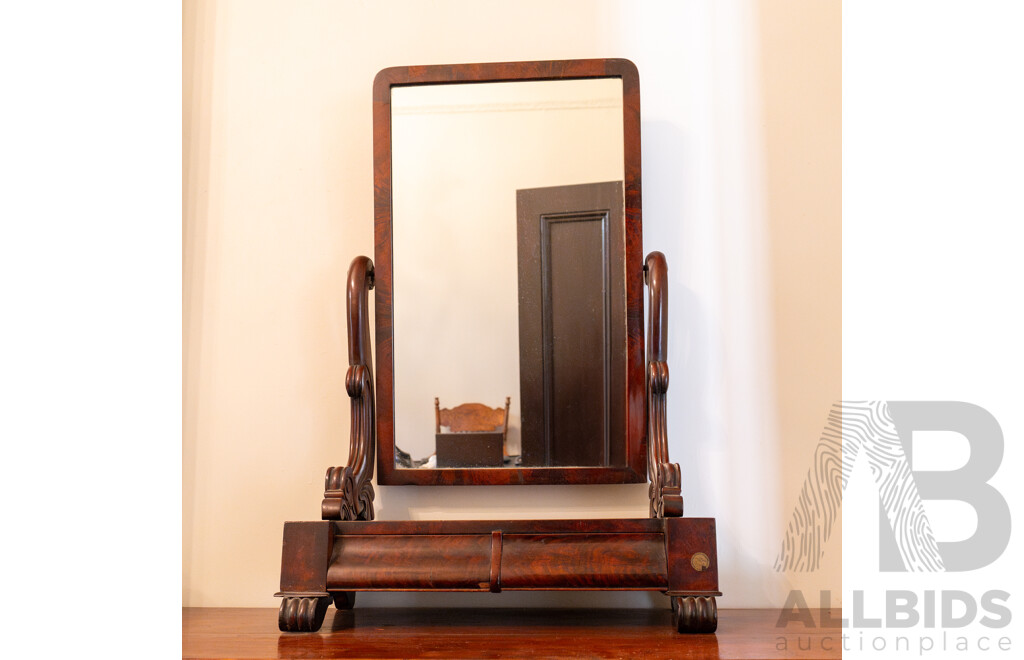 Victorian Mahogany Flame Mahogany Toilet Mirror