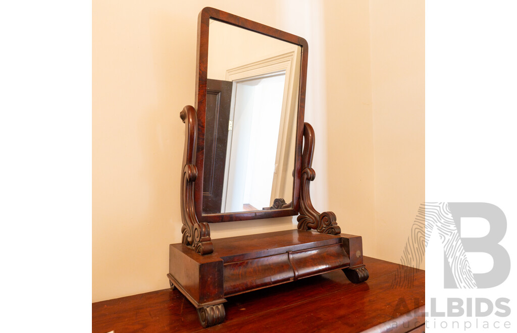 Victorian Mahogany Flame Mahogany Toilet Mirror