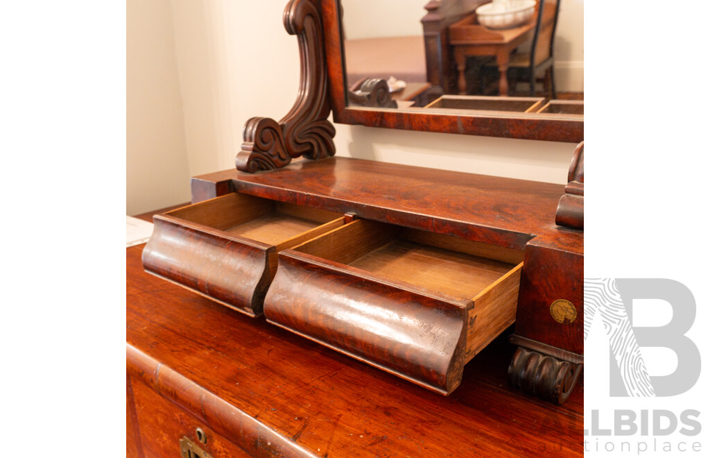 Victorian Mahogany Flame Mahogany Toilet Mirror