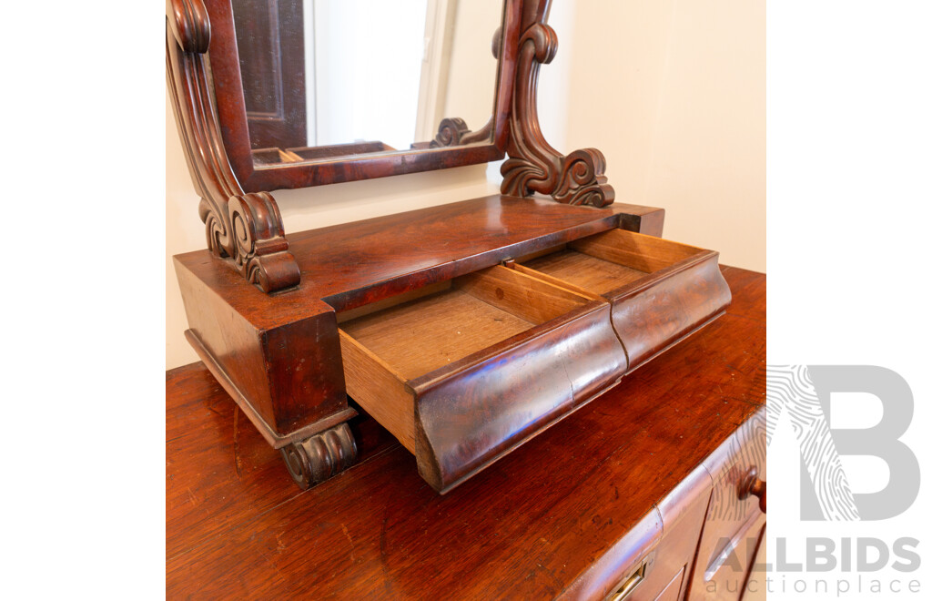 Victorian Mahogany Flame Mahogany Toilet Mirror