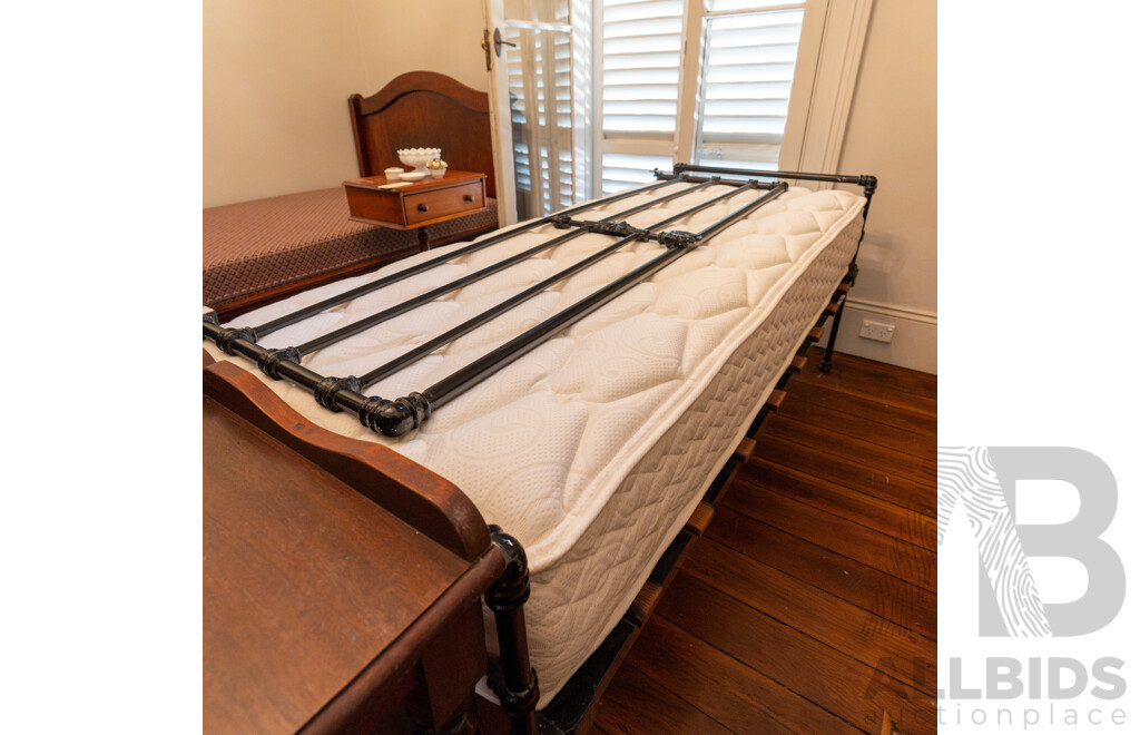 Cast Iron Single Bed with Mattress