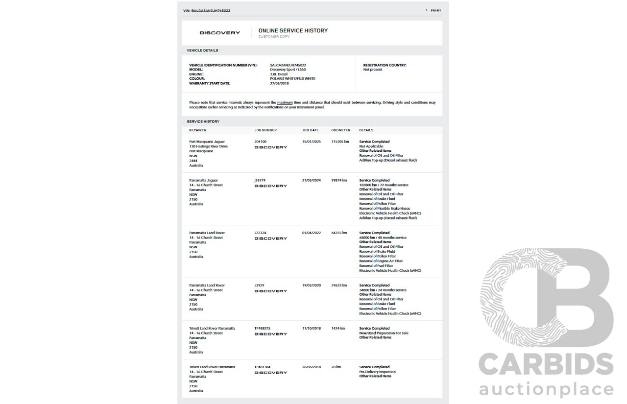 01/2018 Land Rover Discovery Sport TD4 SE (110kW) (AWD) L550 MY18 4d Wagon Fuji White Turbo Diesel 2.0L - 7 Seater