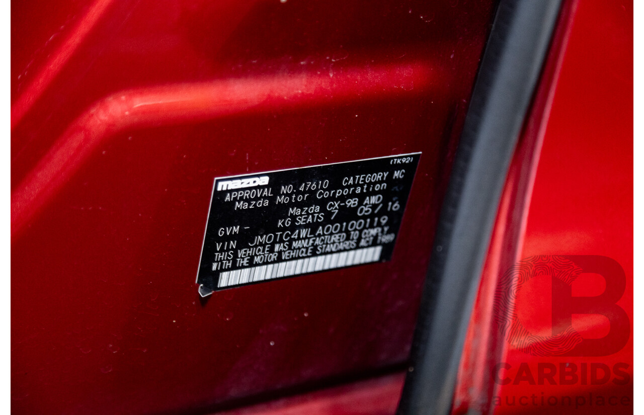 05/2016 Mazda CX-9 GT (AWD) MY16 4D Wagon Soul Red Turbo 2.5L - 7 Seater