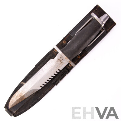 Vintage Gerber BMF, 'Blade, Multifunction' 440 Steel Survival Knife in Sheath