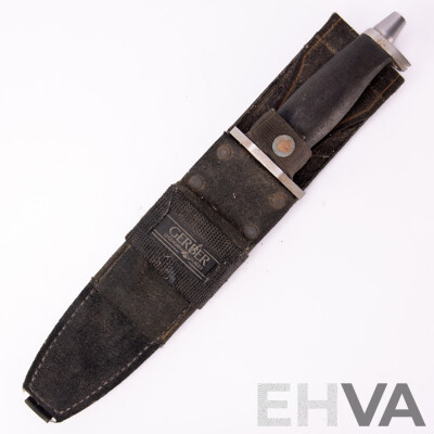 Vintage Gerber BMF, 'Blade, Multifunction' 440 Steel Survival Knife in Sheath