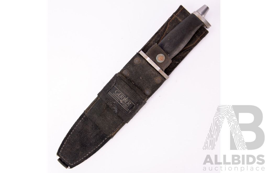 Vintage Gerber BMF, 'Blade, Multifunction' 440 Steel Survival Knife in Sheath