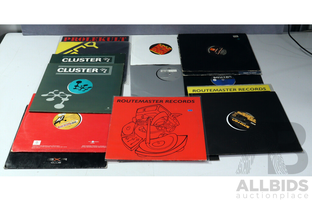 Collection 15 Vinyl LP DJ Records Mostly 1990s, Including Jaydee, Routemaster Records, Cluster, Smitten and More