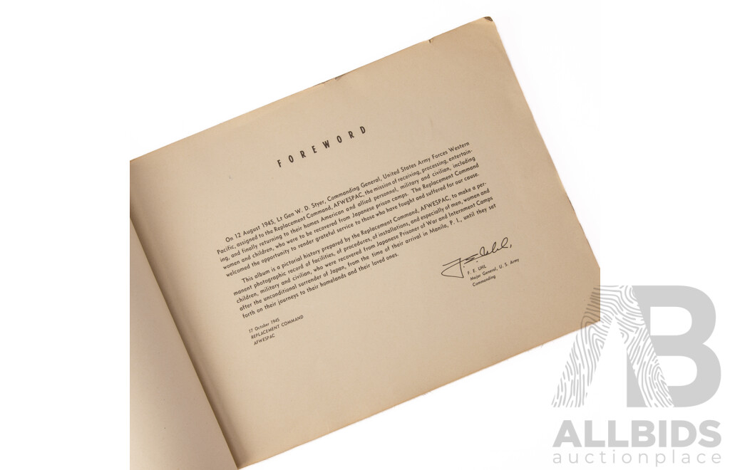 Rare Book, American and Allied Personnel Recovered From Japanese Prisons, Replacement Command, AFWESPAC, 11 November 1945, Soft Cover