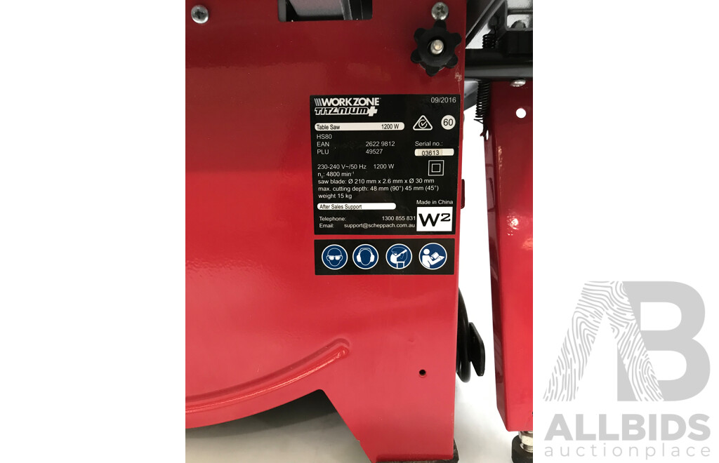 Workzone Titanium HS80 240V Table Saw