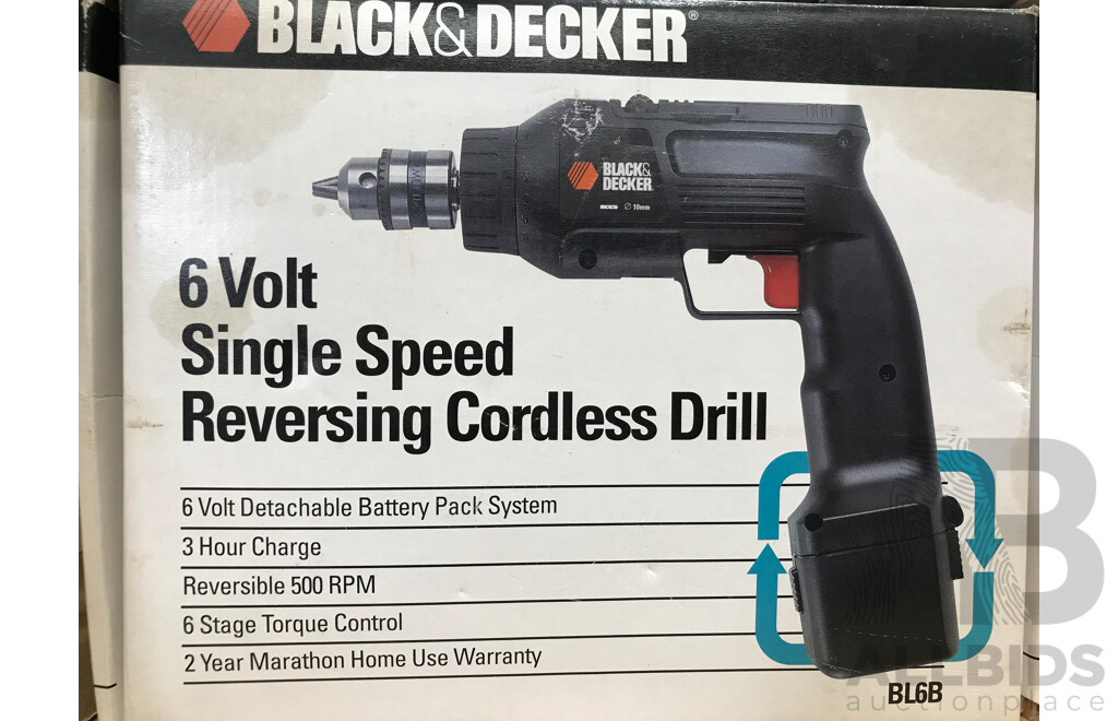 Black & Decker 6V Single Speed Reversing Cordless Drill