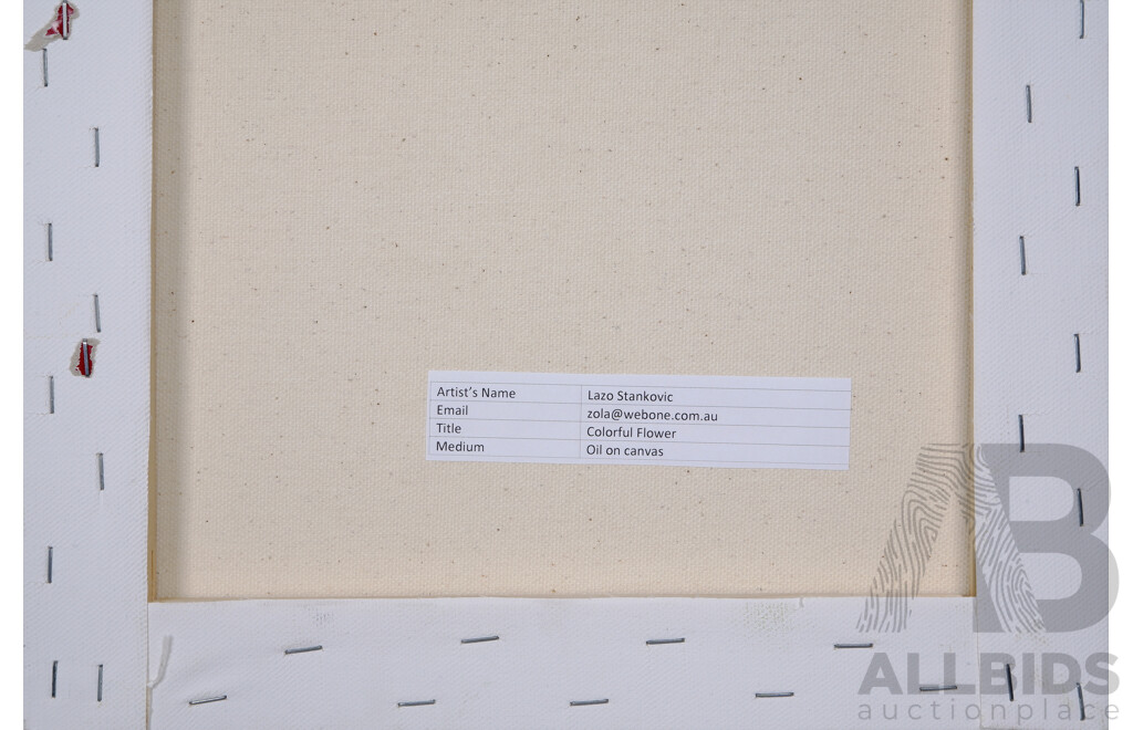 Lazo Stankovic, (20th Century, Australian), Orange Flowers & Colourful Flower, Bright Pair of Oils on Canvas, 26 x 35 cm & 30 x 30 cm (2)