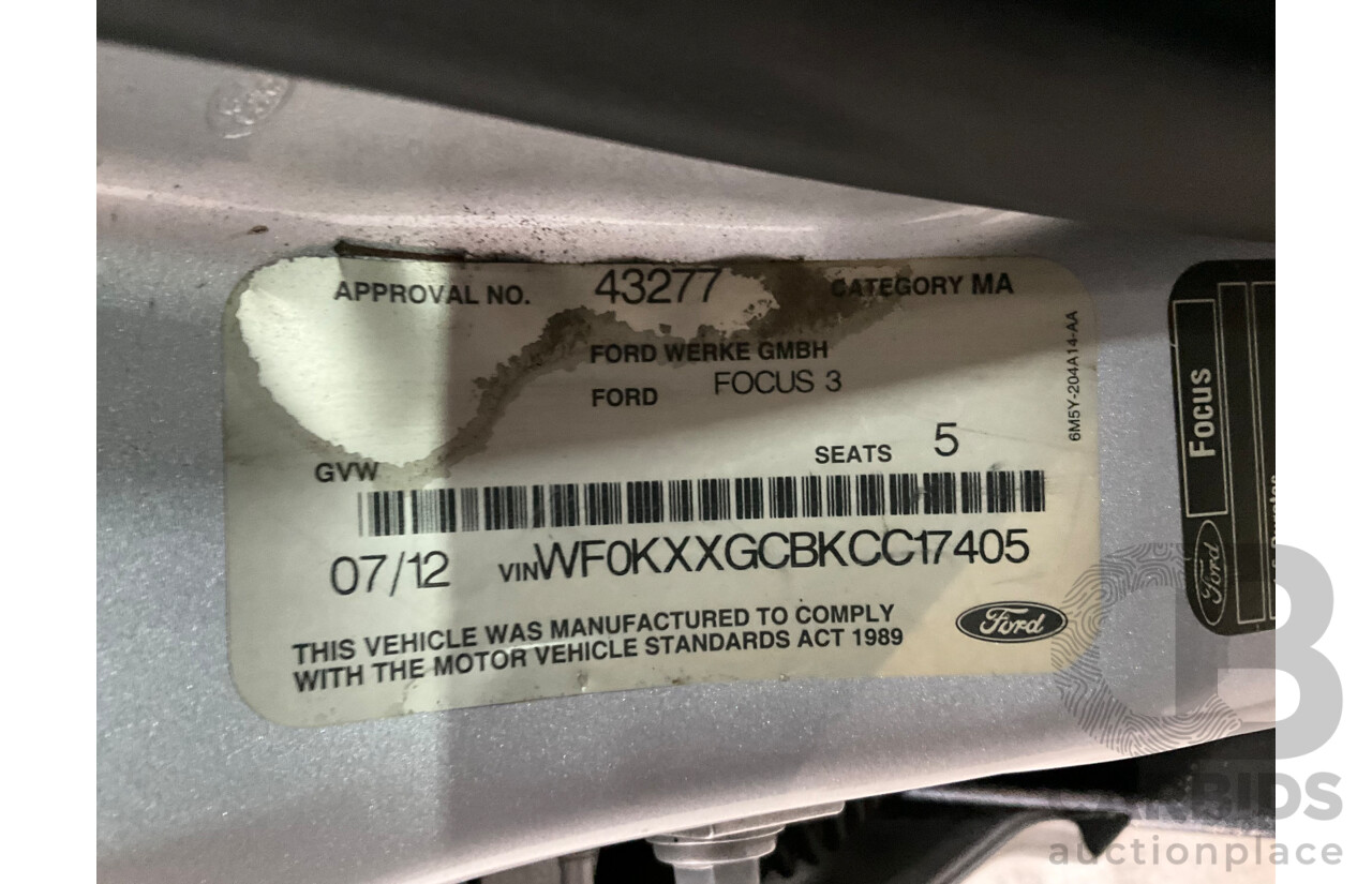 7/2012 Ford Focus Ambiente LW 5d Hatchback Ingot Silver Metallic 1.6L