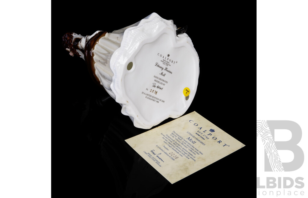 Limited Edition 2238 of 2500 English Coalport Porcelain Literary Heroines Figure, Moll, in Original Box with Certificate of Authenticity