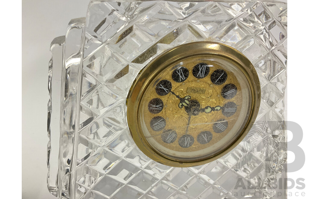 Vintage Ebok and Jerger Glass Alarm Mantel Clocks with Picture Frame Desk Top Clock