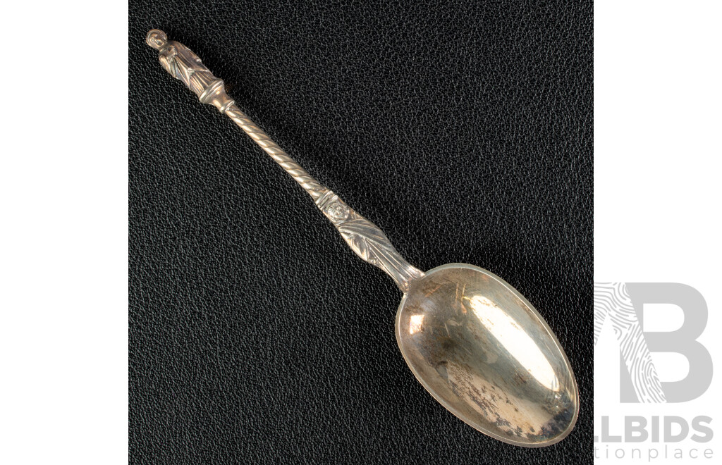 Fabtastic Antique Set 12 Sterling Silver Apostle Coffee Spoons with Tongs in Case, London 1889, Weight 160gm