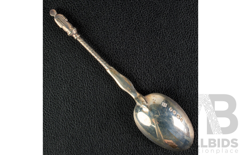 Fabtastic Antique Set 12 Sterling Silver Apostle Coffee Spoons with Tongs in Case, London 1889, Weight 160gm