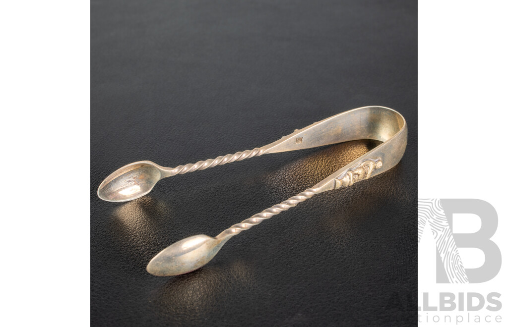Fabtastic Antique Set 12 Sterling Silver Apostle Coffee Spoons with Tongs in Case, London 1889, Weight 160gm