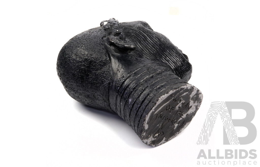 Hand Sculptured African Composite Stone Female Bust, Marked Woman of Ife Nigeria to Base