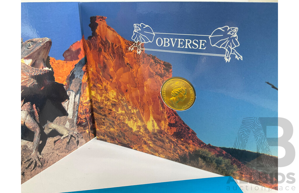 Australian RAM 1989 Gold Two Hundred Dollar Coin, Pride of Australia, Frilled Neck Lizard