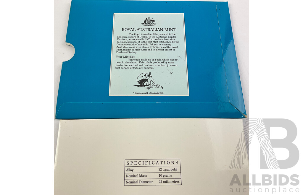 Australian RAM 1989 Gold Two Hundred Dollar Coin, Pride of Australia, Frilled Neck Lizard