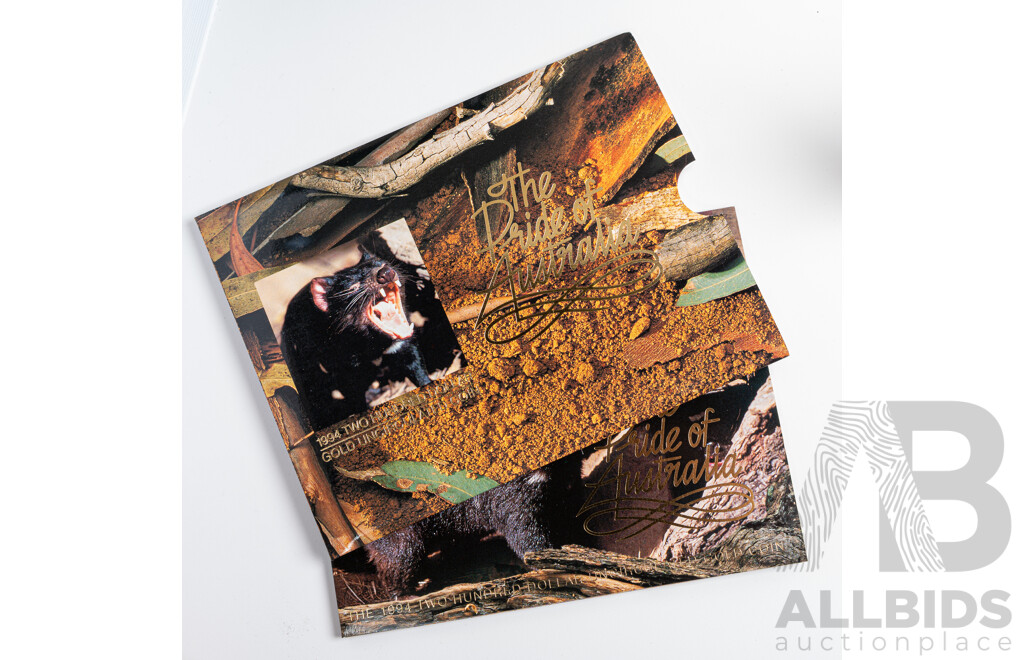 Australian RAM 1994 Gold Two Hundred Dollar Coin, Pride of Australia, Tasmanian Devil, 22 Carat