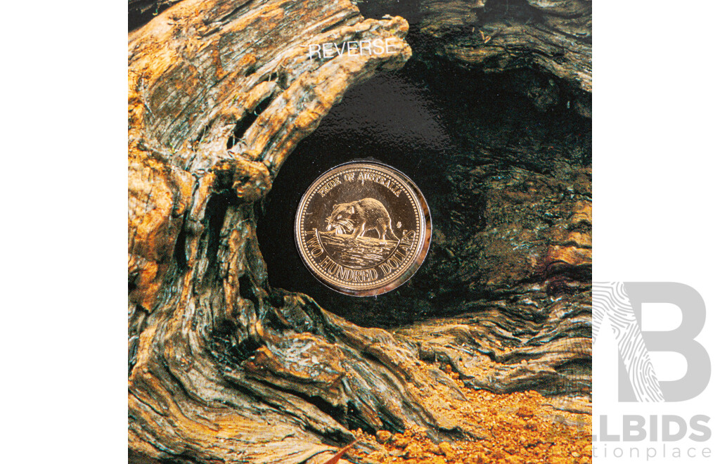 Australian RAM 1994 Gold Two Hundred Dollar Coin, Pride of Australia, Tasmanian Devil, 22 Carat