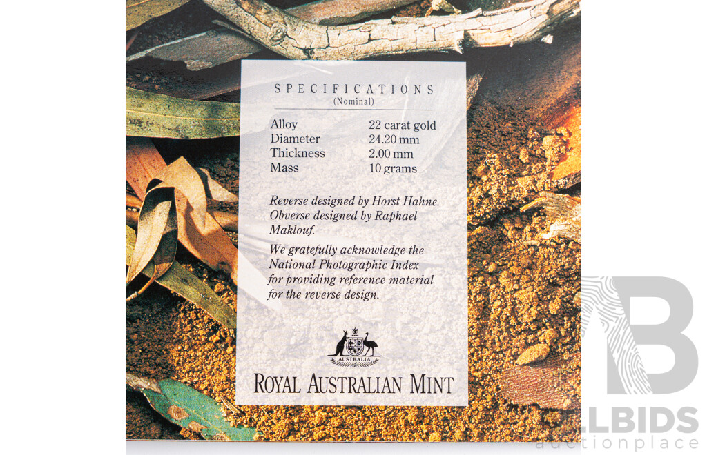 Australian RAM 1994 Gold Two Hundred Dollar Coin, Pride of Australia, Tasmanian Devil, 22 Carat