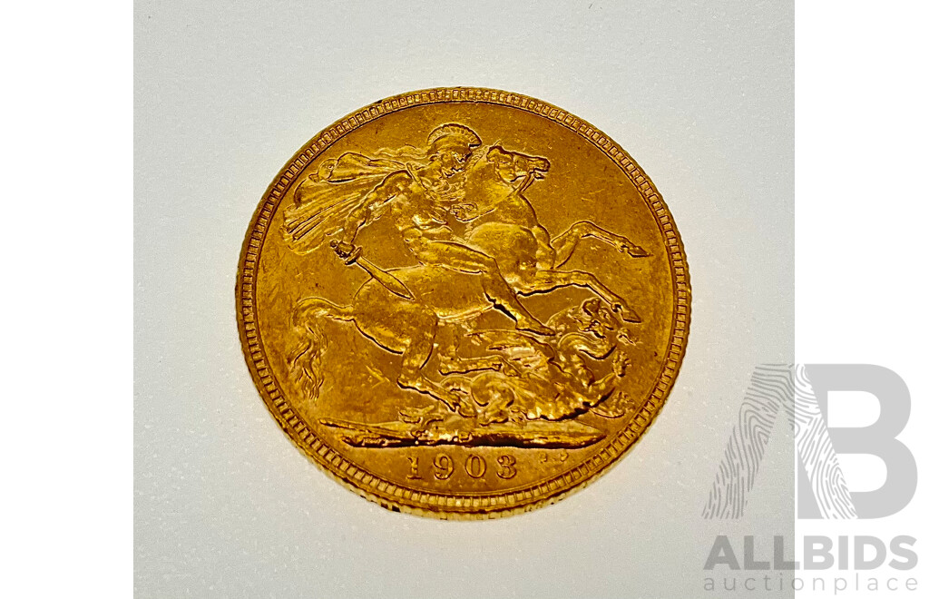 Australian 1903 KEVII Gold Sovereign, Perth Mint .917