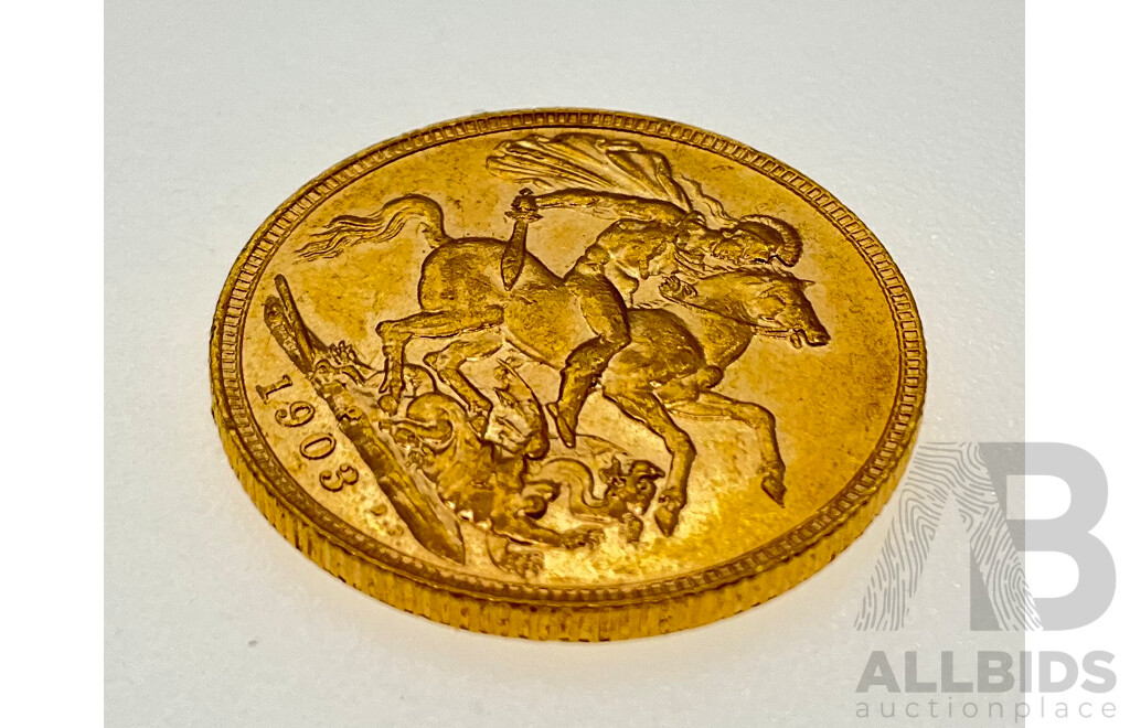 Australian 1903 KEVII Gold Sovereign, Perth Mint .917