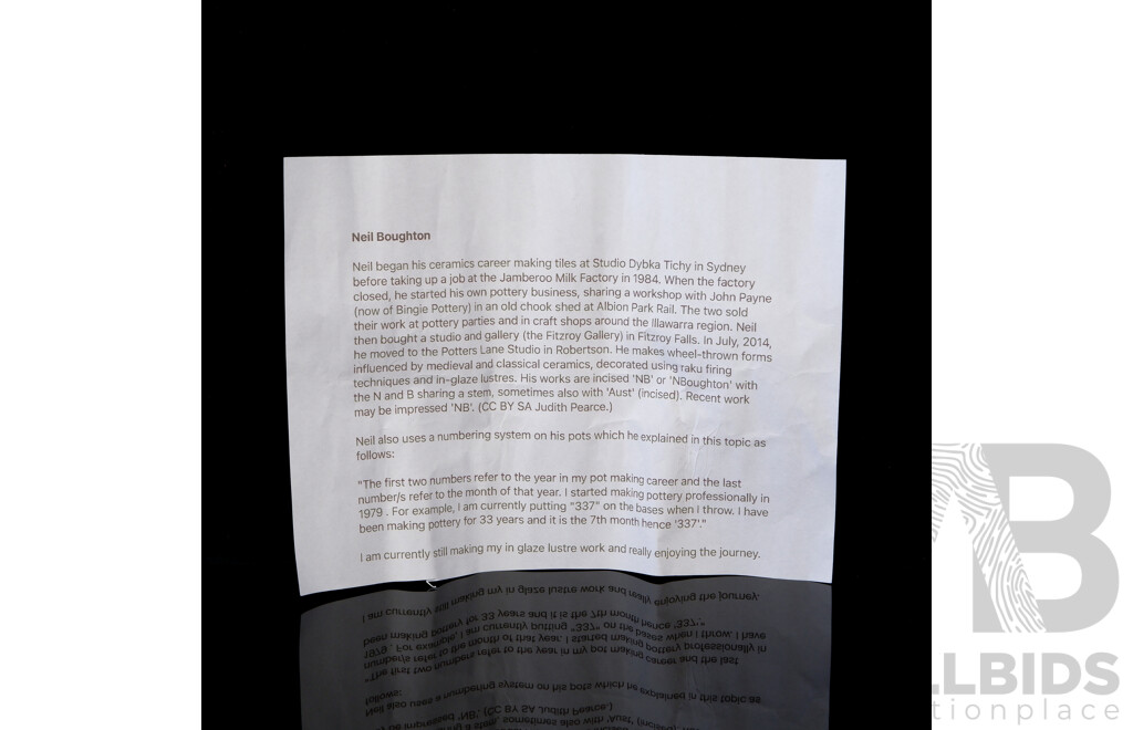 Two Pieces Vintage Australian Studio Raku Glazed Pottery by Neil Boughton