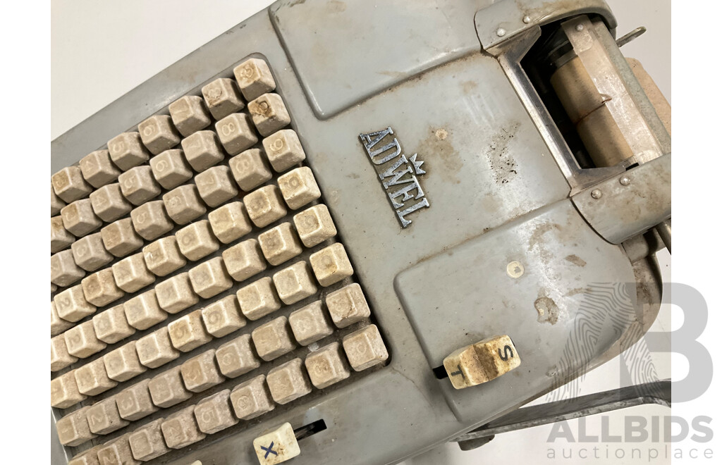 Vintage Adwel T500 Adding Machine by Jorgen S. Lien, Made in Norway