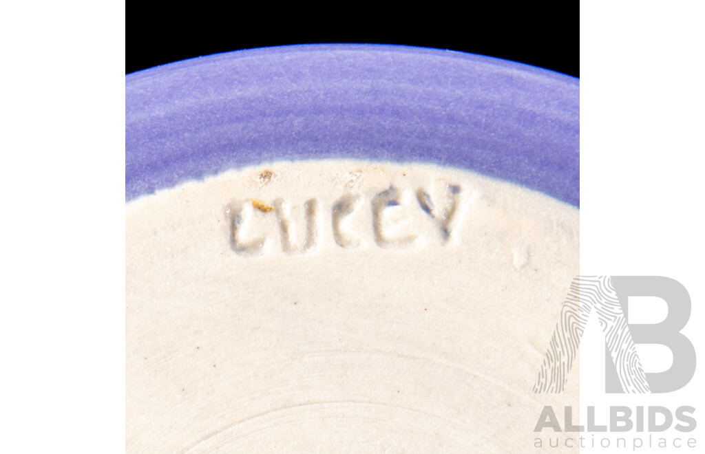 Two Pieces Local Canberra Australian Studio Pottery by Leonie Lucey Comprising Lidded Pot Pourri & Happy Man Figure