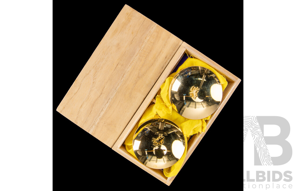 Japanese 24CT Gold Plated Sake Cups in Wooden Box