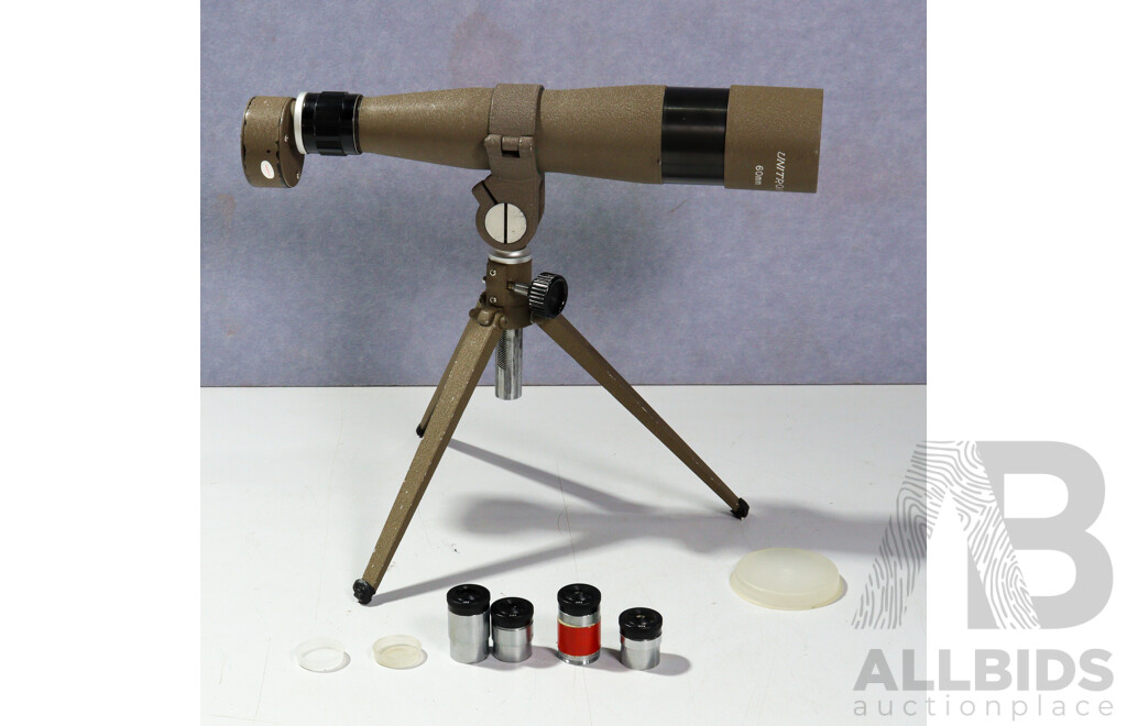 1970s Unitron 60mm Spotting Scope with Extra Eye Pieces