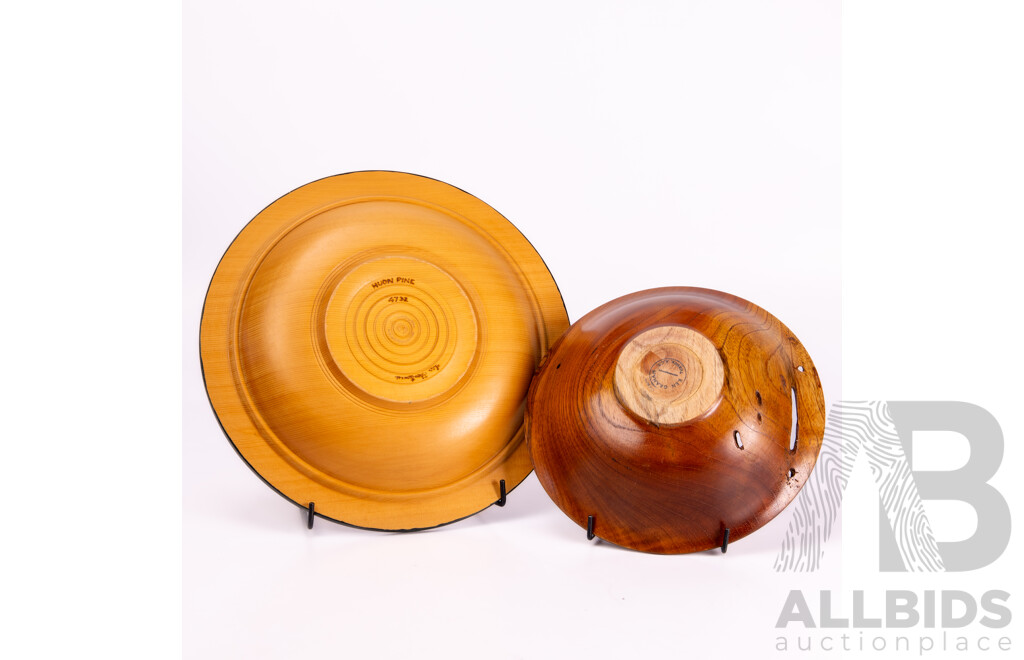 Hand Turned Huon Pine Bowl by Les Fortescue of Captains Flat Along with Cedar Bowl by Ken Graham, ACT