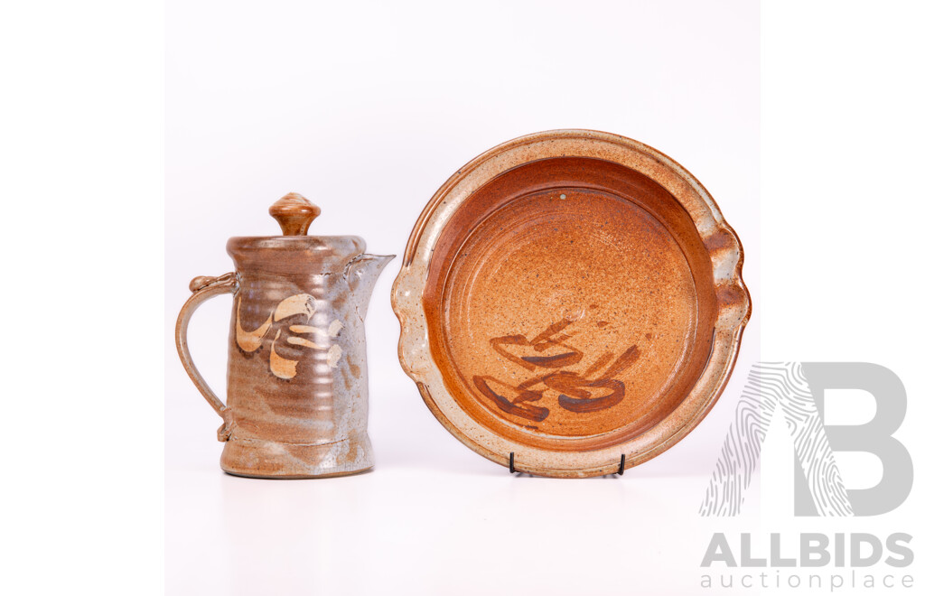 Two Pieces Australian Studio Pottery by Pieces by Gary Palecek of Tallaganda Pottery