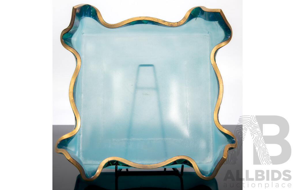 Art Glass Square Form Tissue Dish
