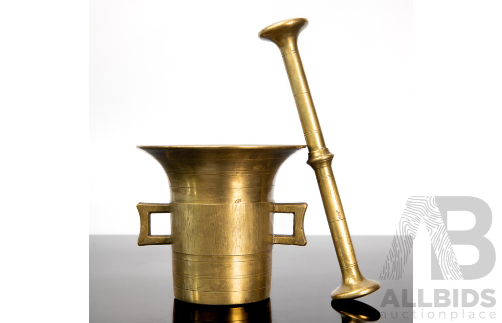 Brass Apothecary Mortar and Pestle, Circa 1890