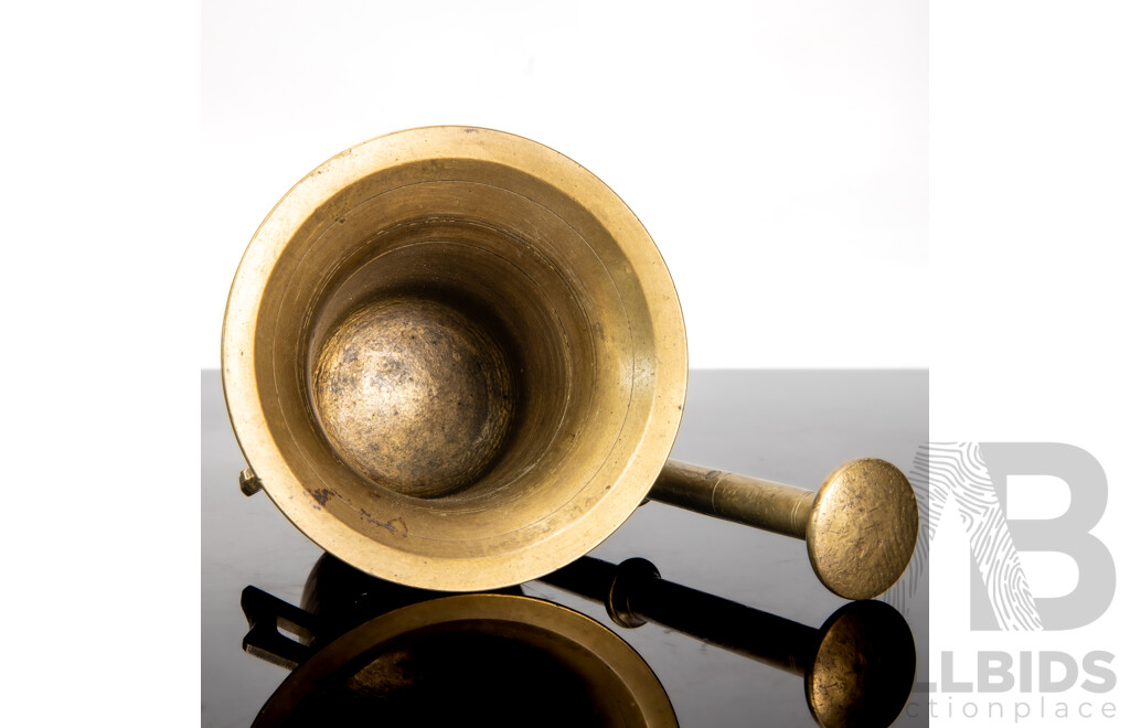 Brass Apothecary Mortar and Pestle, Circa 1890