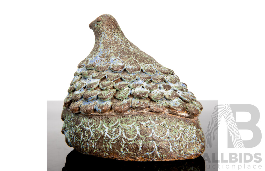Australian Studio Pottery Lidded Peacock by Nyla Walker