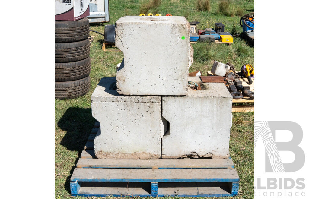 Pallet Containing Quantity of 3 Concrete Blocks Approx 500kg